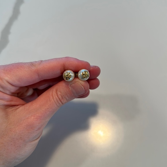 Tory Burch Pearly Logo Stud Earrings - Picture 2 of 5